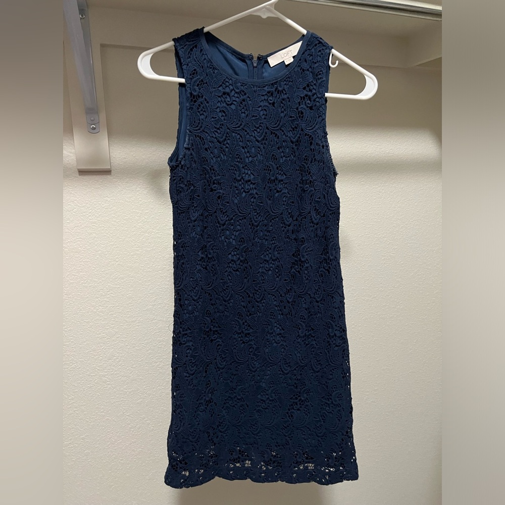 Loft Women’s Navy Lace Sleeveless Mini Dress Size 0